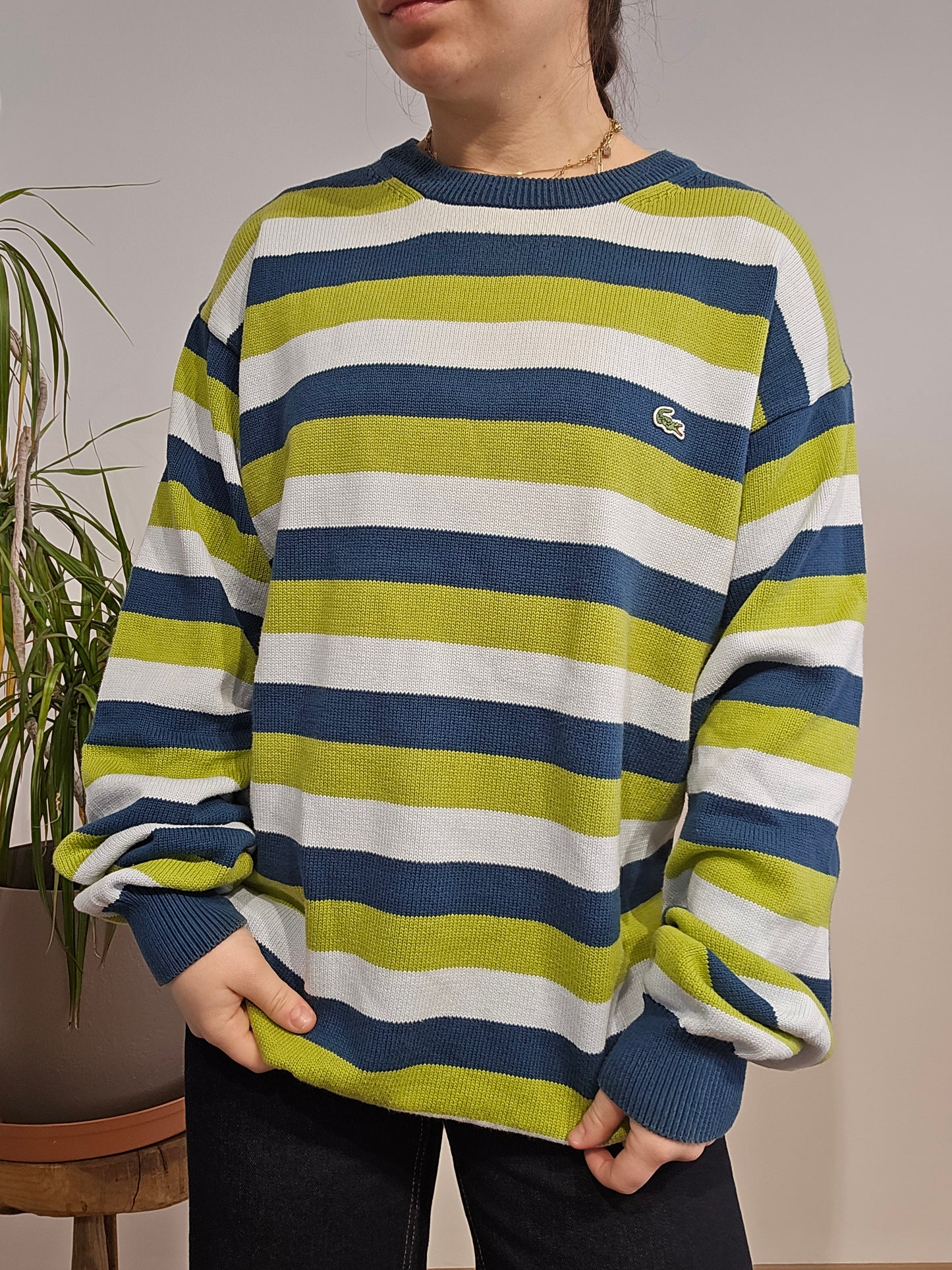 Pull col rond à rayures colorés - XL