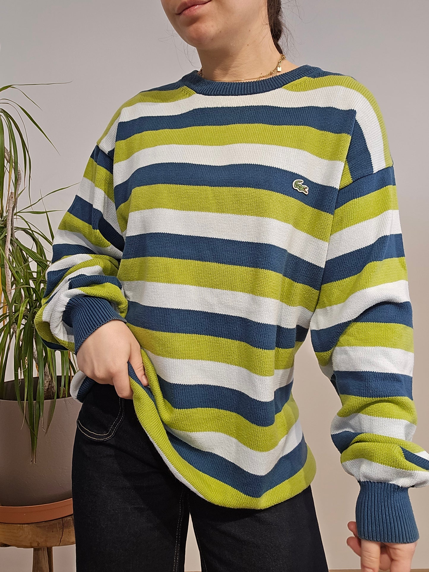 Pull col rond à rayures colorés - XL
