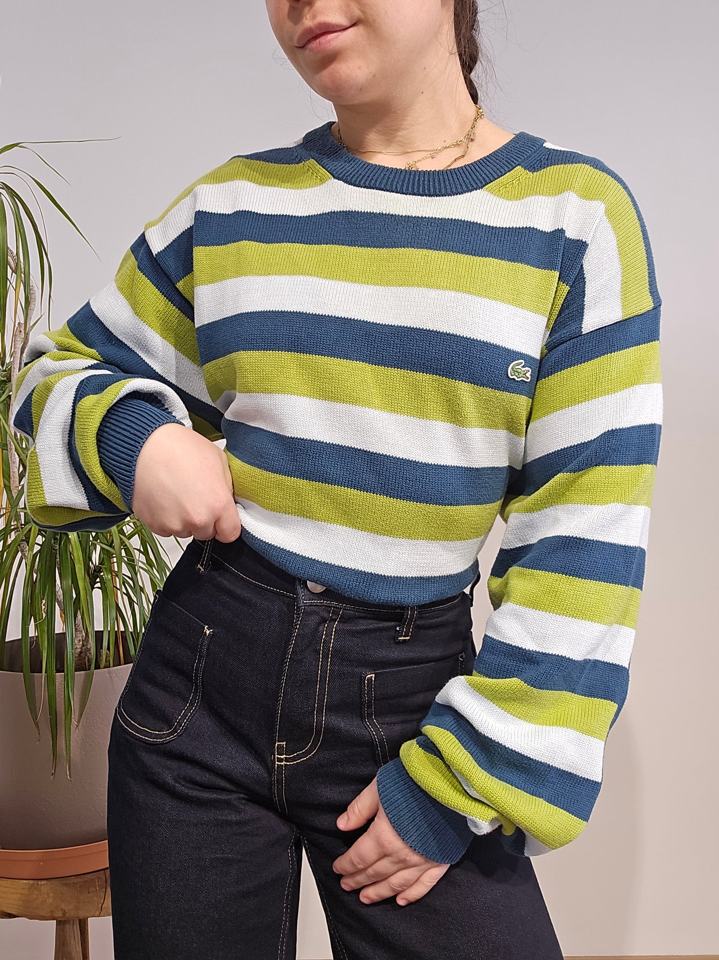 Pull col rond à rayures colorés - XL