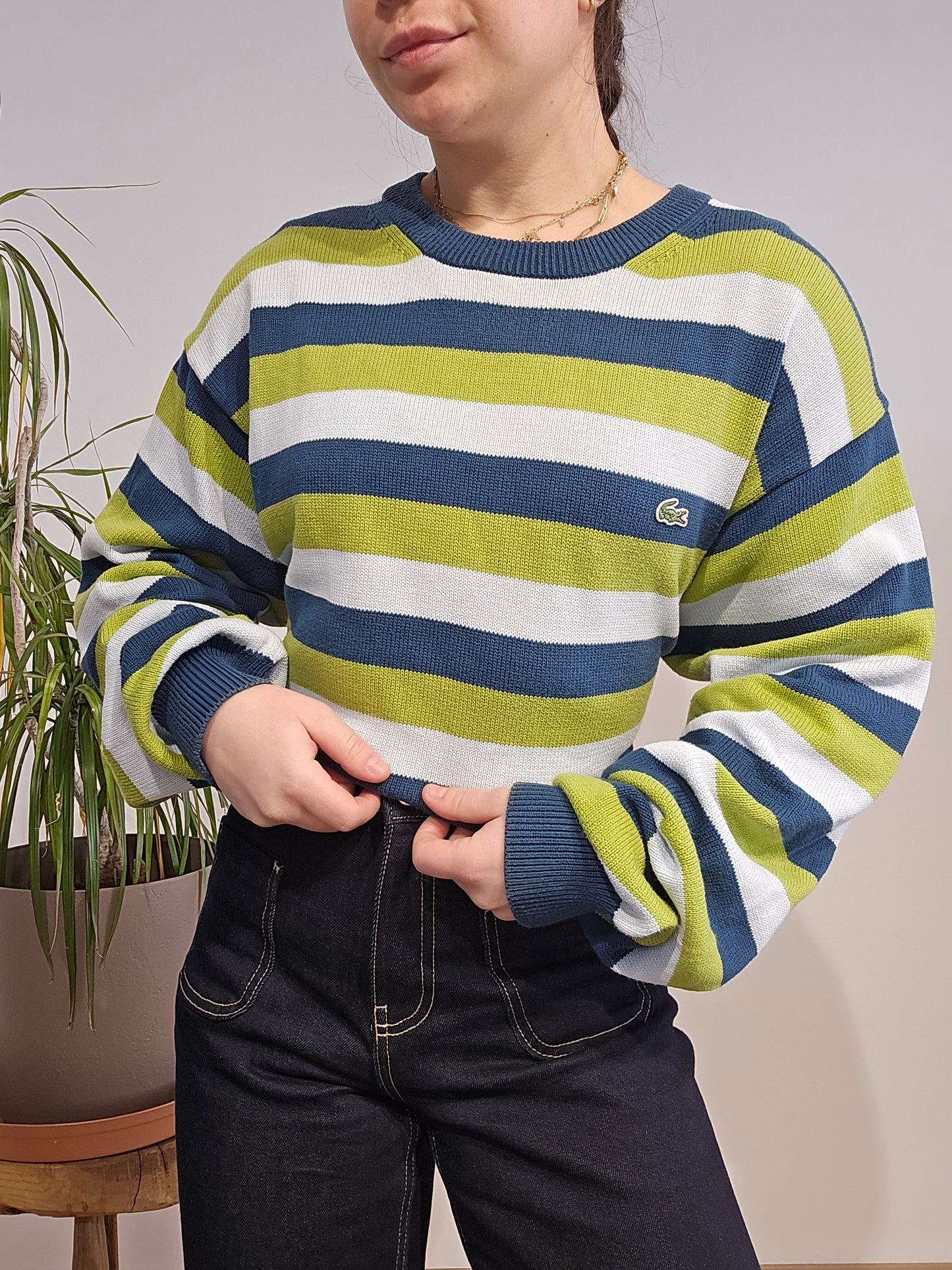 Pull col rond à rayures colorés - XL