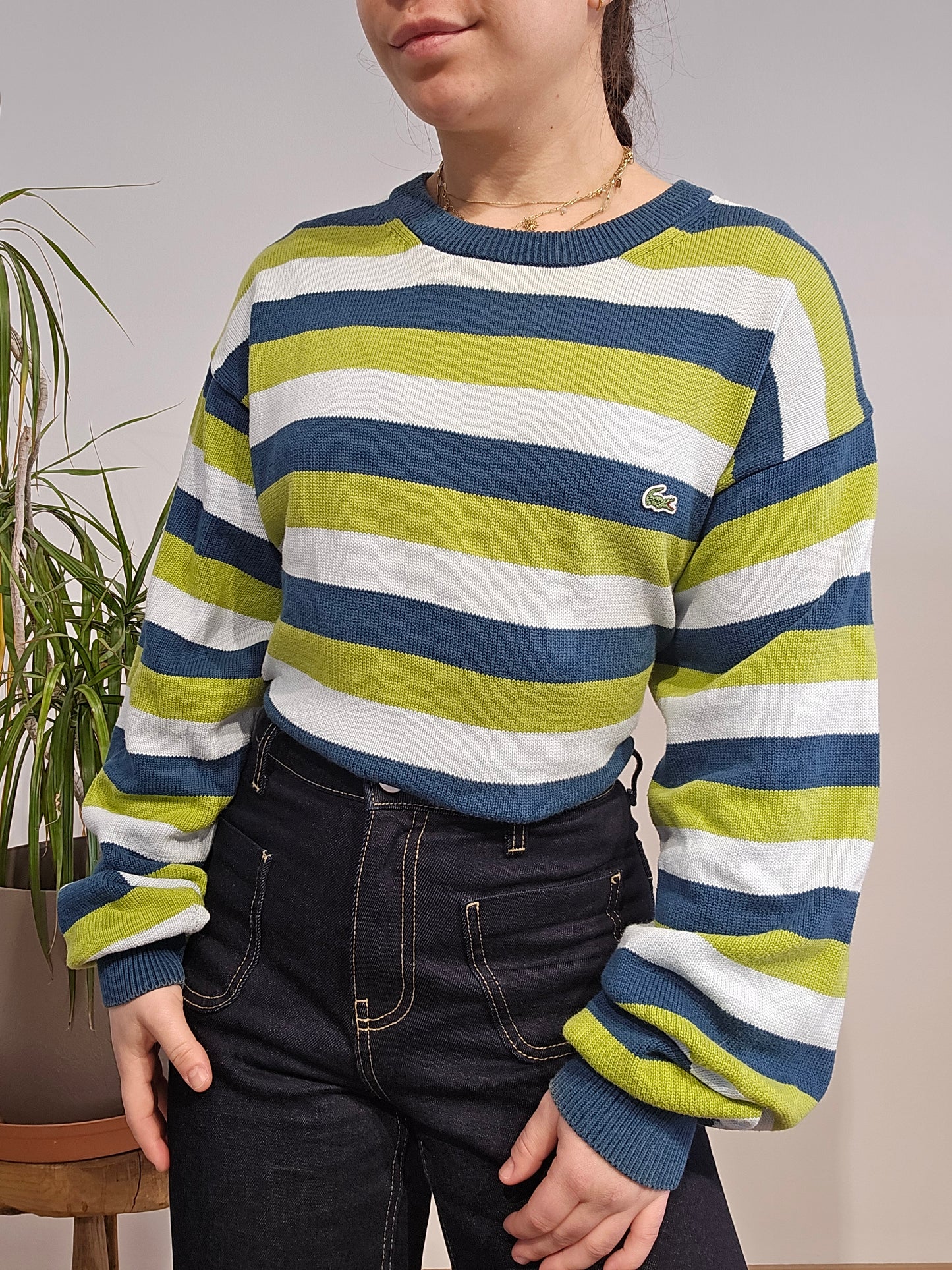 Pull col rond à rayures colorés - XL