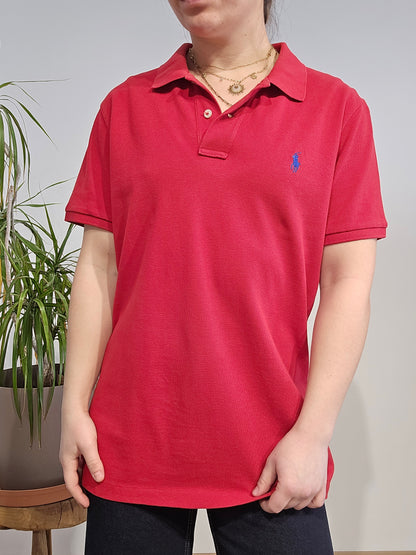 Polo skinny fit en coton rouge - L/XL