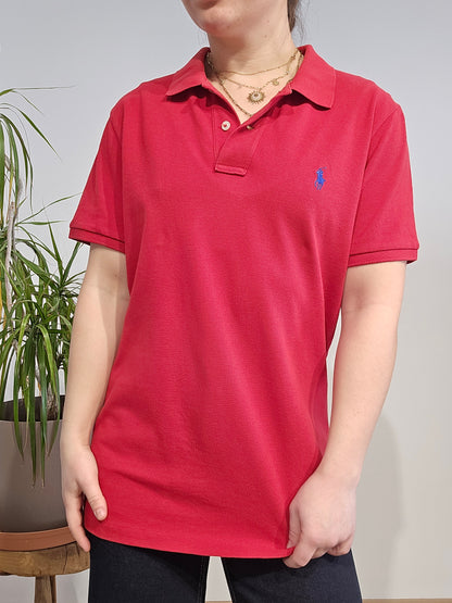 Polo skinny fit en coton rouge - L/XL