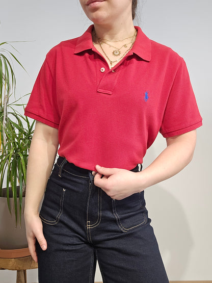 Polo skinny fit en coton rouge - L/XL
