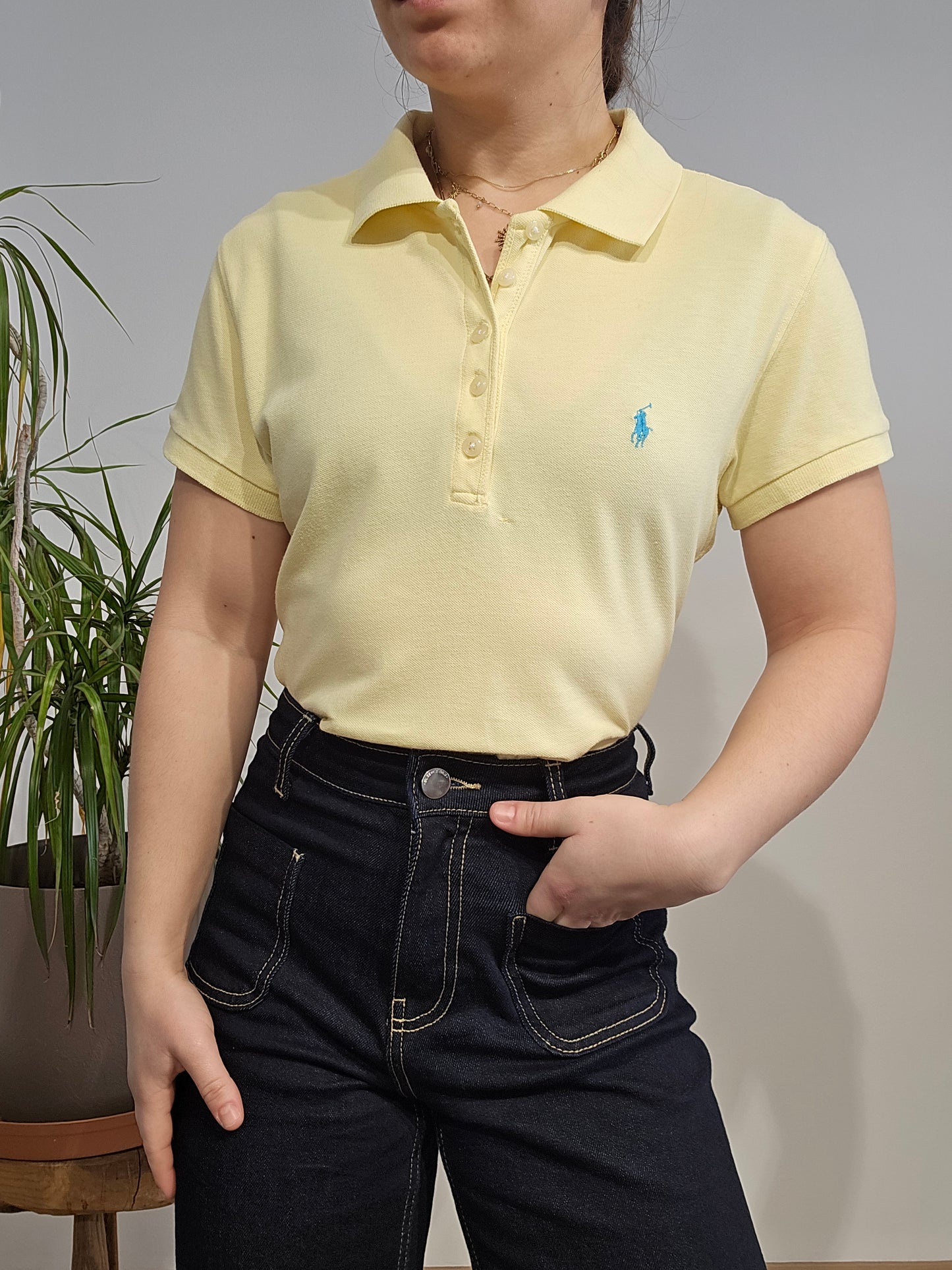 Polo silm fit en coton jaune - M/L