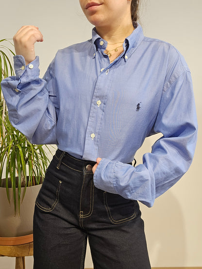 Chemise en coton bleu unie - XL