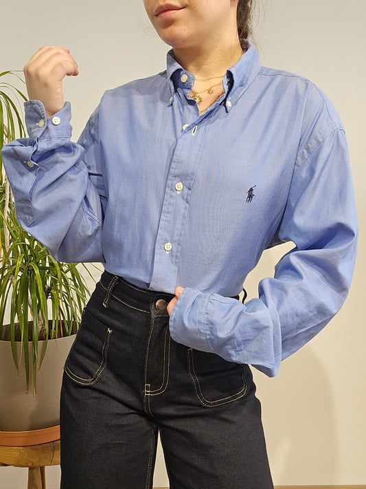 Chemise en coton bleu unie - XL
