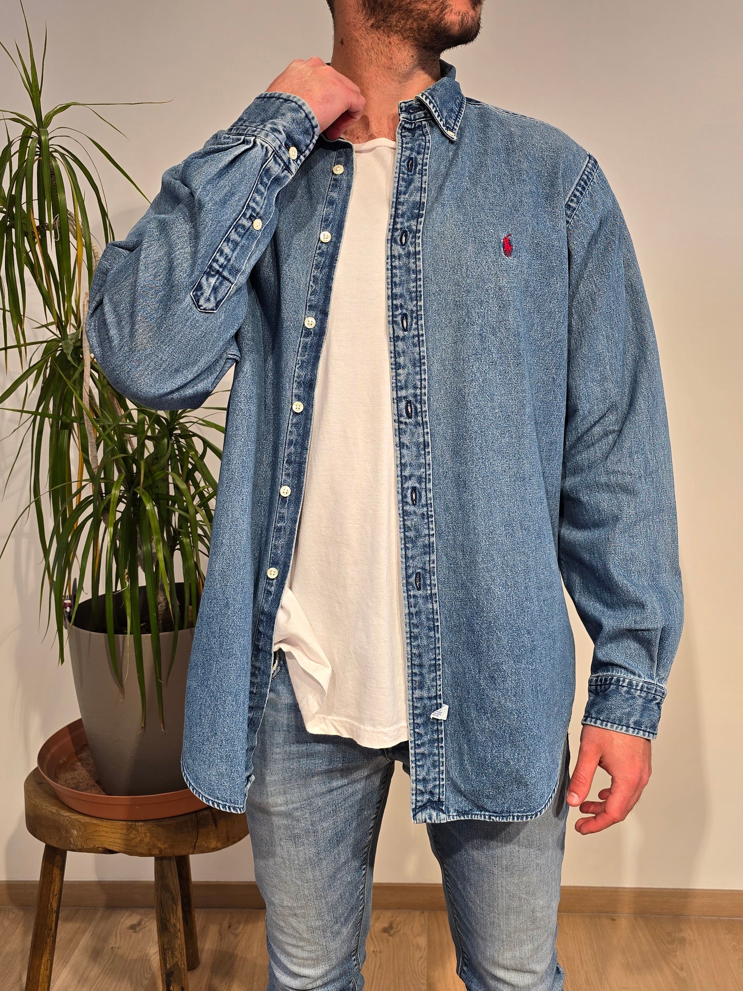 Chemise en coton effet jean - L