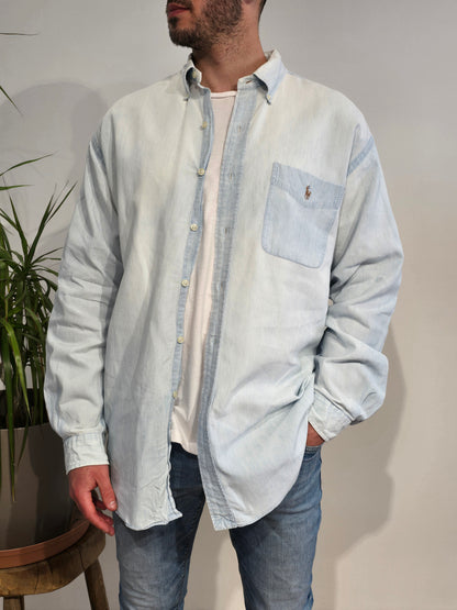 Chemise en coton bleu dévalé- XL