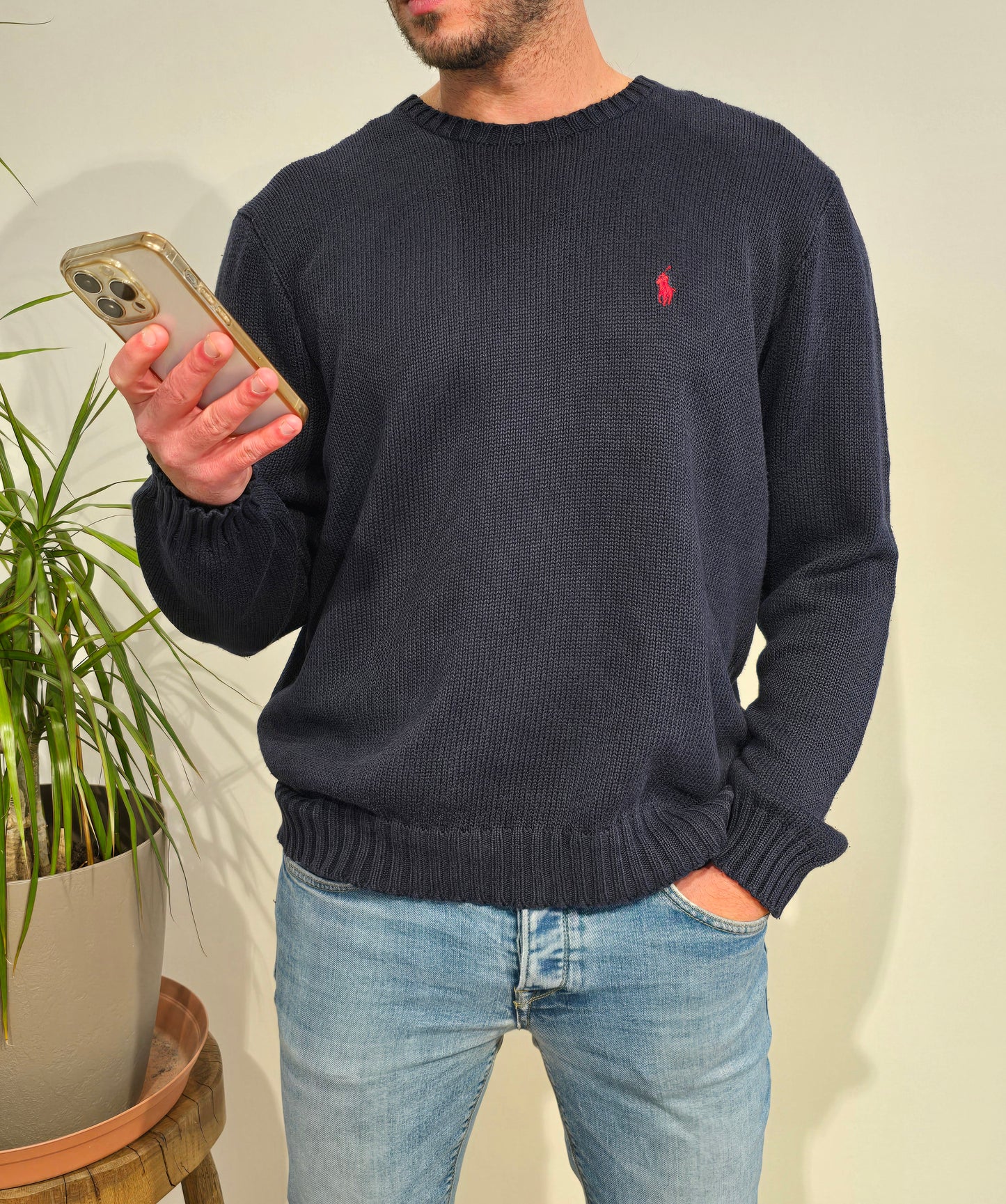 Pull en maille marine - L