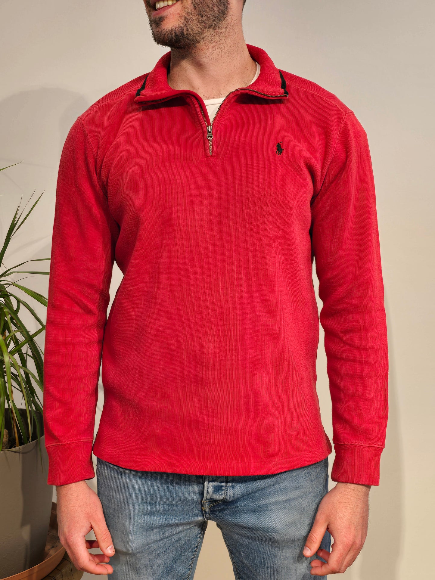 Pull camionneur en coton rouge - M