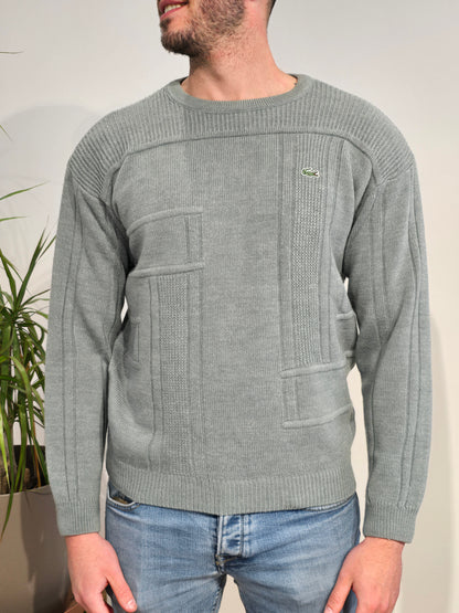 Pull col rond en maille gris vintage - M