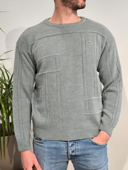 Pull col rond en maille gris vintage - M