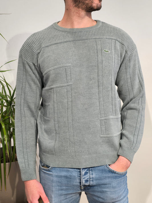 Pull col rond en maille gris vintage - M
