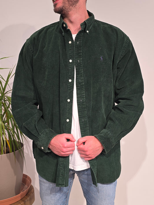 Chemise Blaire en velours côtelé vert - XL