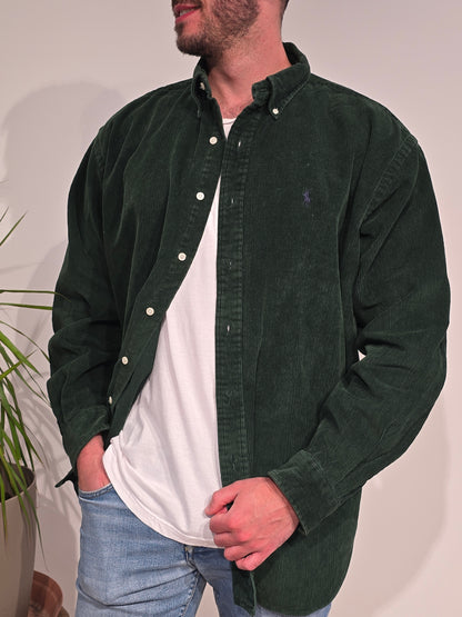 Chemise Blaire en velours côtelé vert - XL