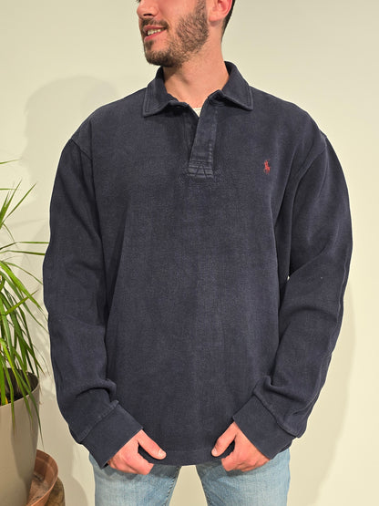Pull col boutonné marine - XXL