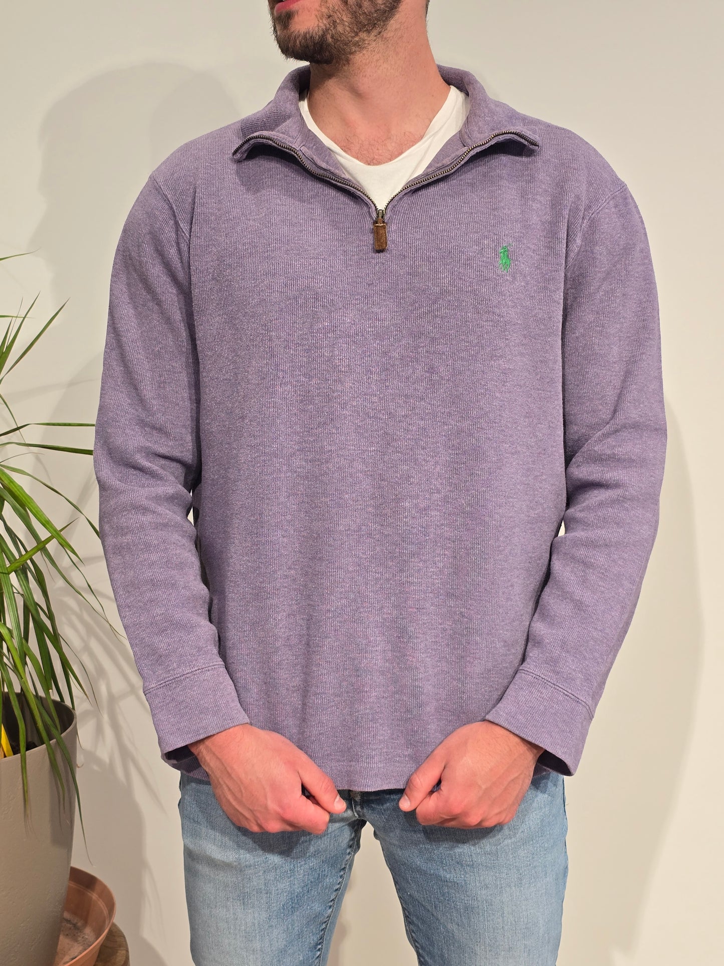 Pull camionneur en coton mauve - L