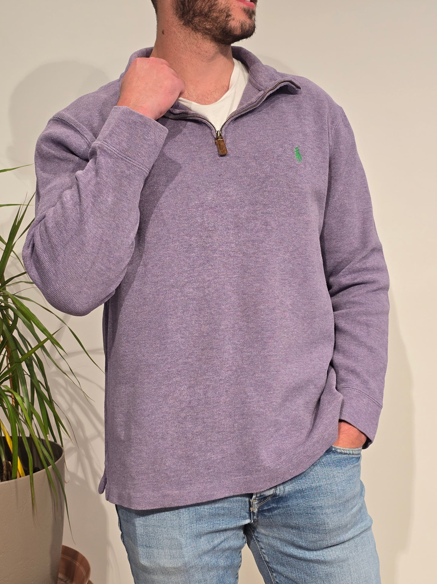 Pull camionneur en coton mauve - L