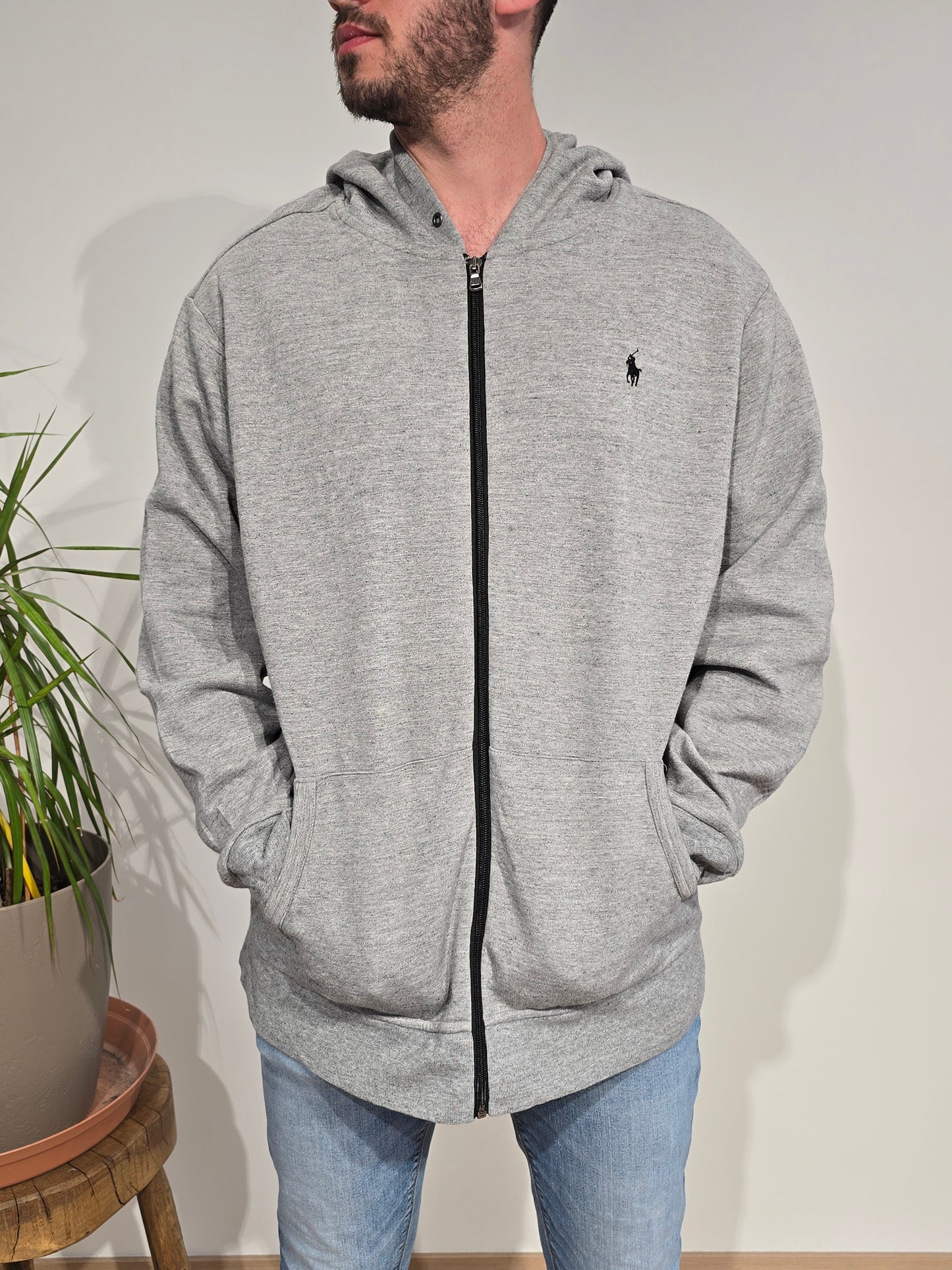 Veste à capuche en coton gris  - XXL