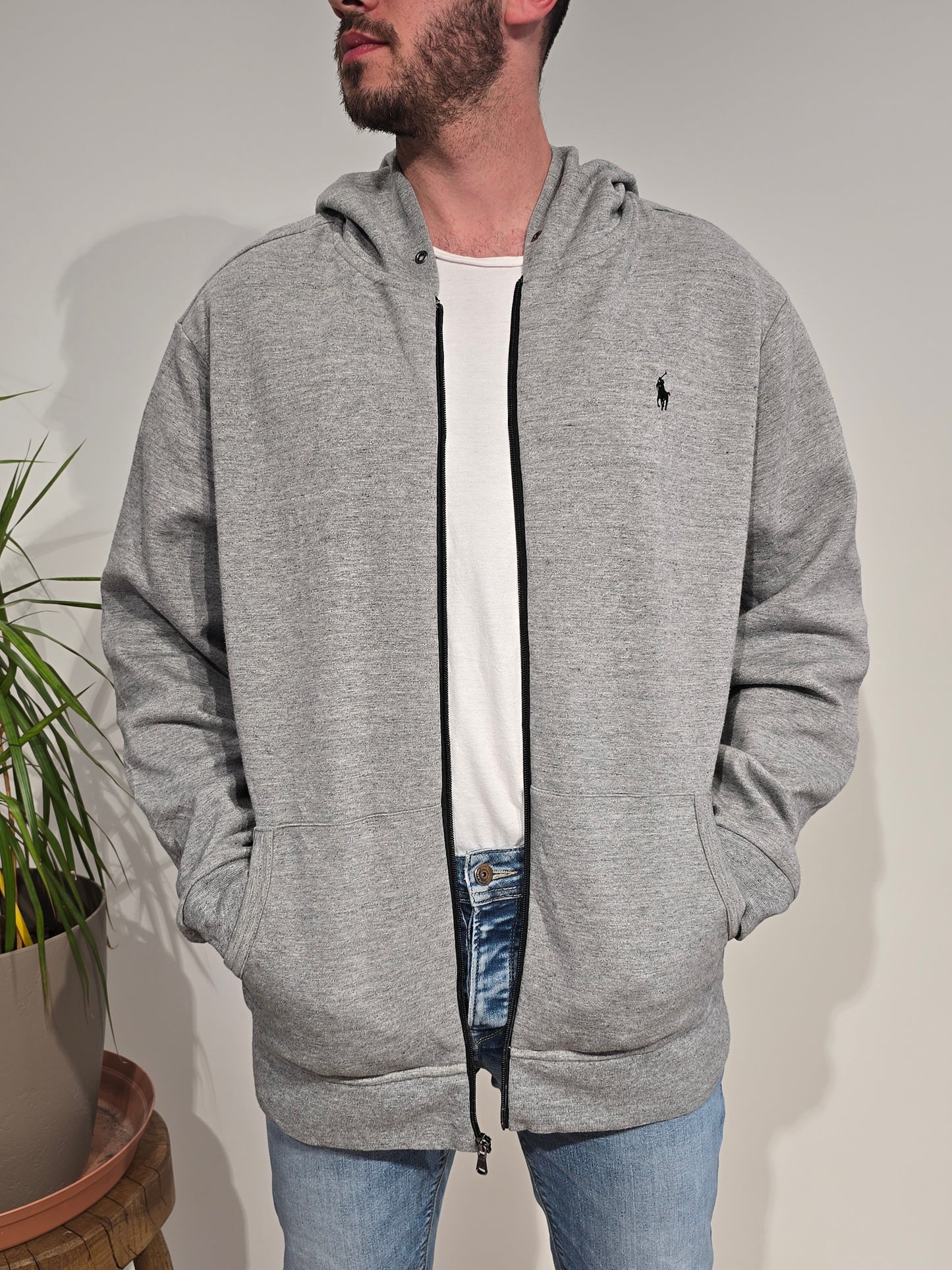 Veste à capuche en coton gris  - XXL