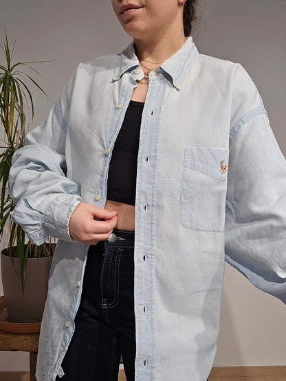 Chemise en coton bleu dévalé- XL