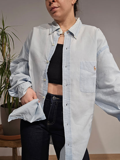 Chemise en coton bleu dévalé- XL