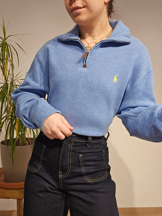 Pull camionneur en coton bleu ciel - M