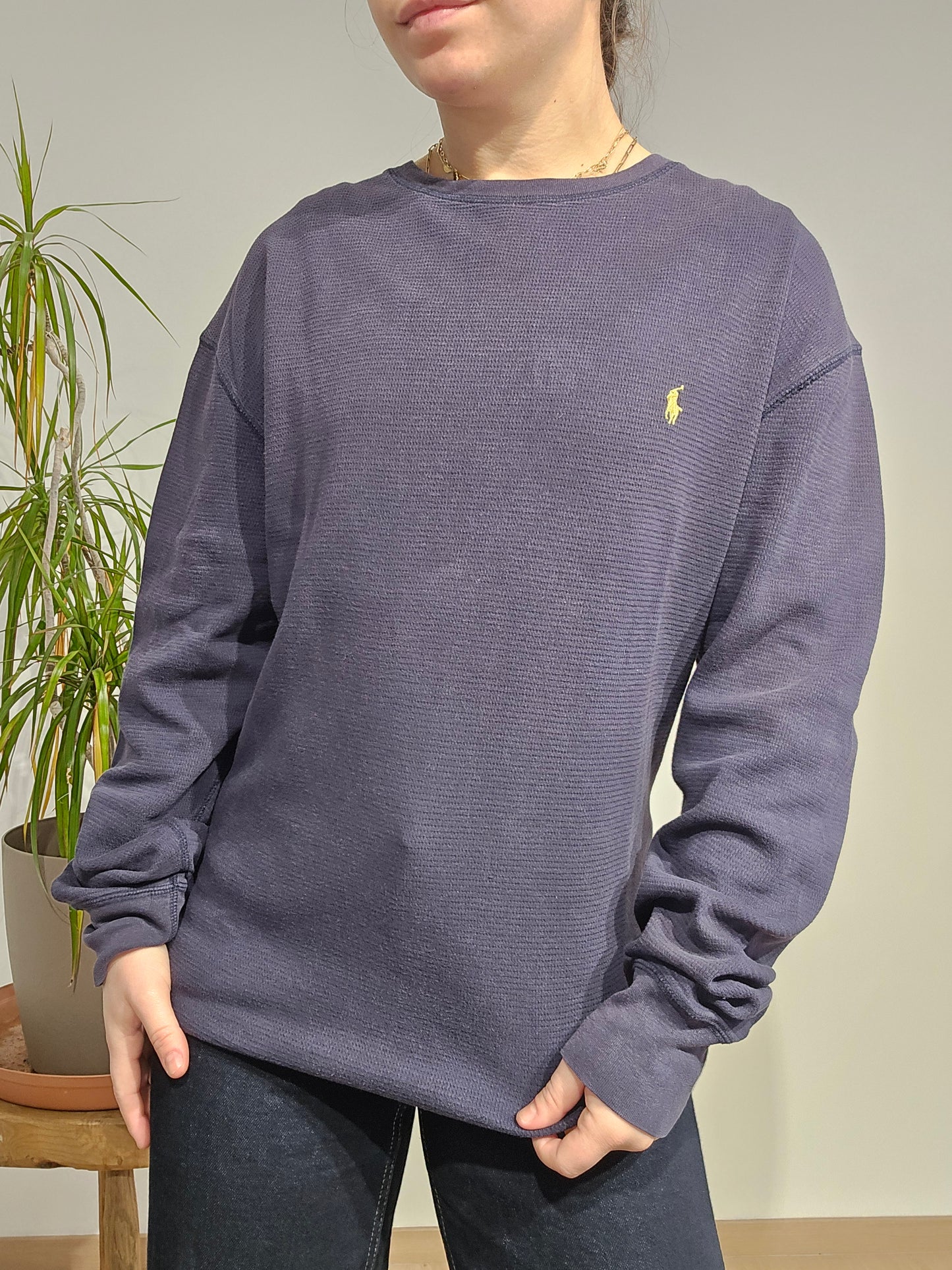 Pull léger en coton marine - L