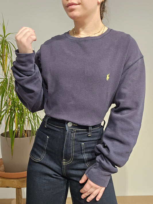 Pull léger en coton marine - L