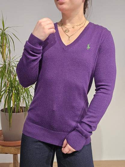 Pull léger col V violet - S
