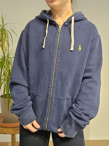 Sweat à capuche en coton marine  - L