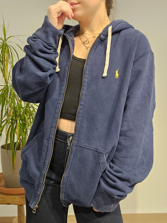 Sweat à capuche en coton marine  - L
