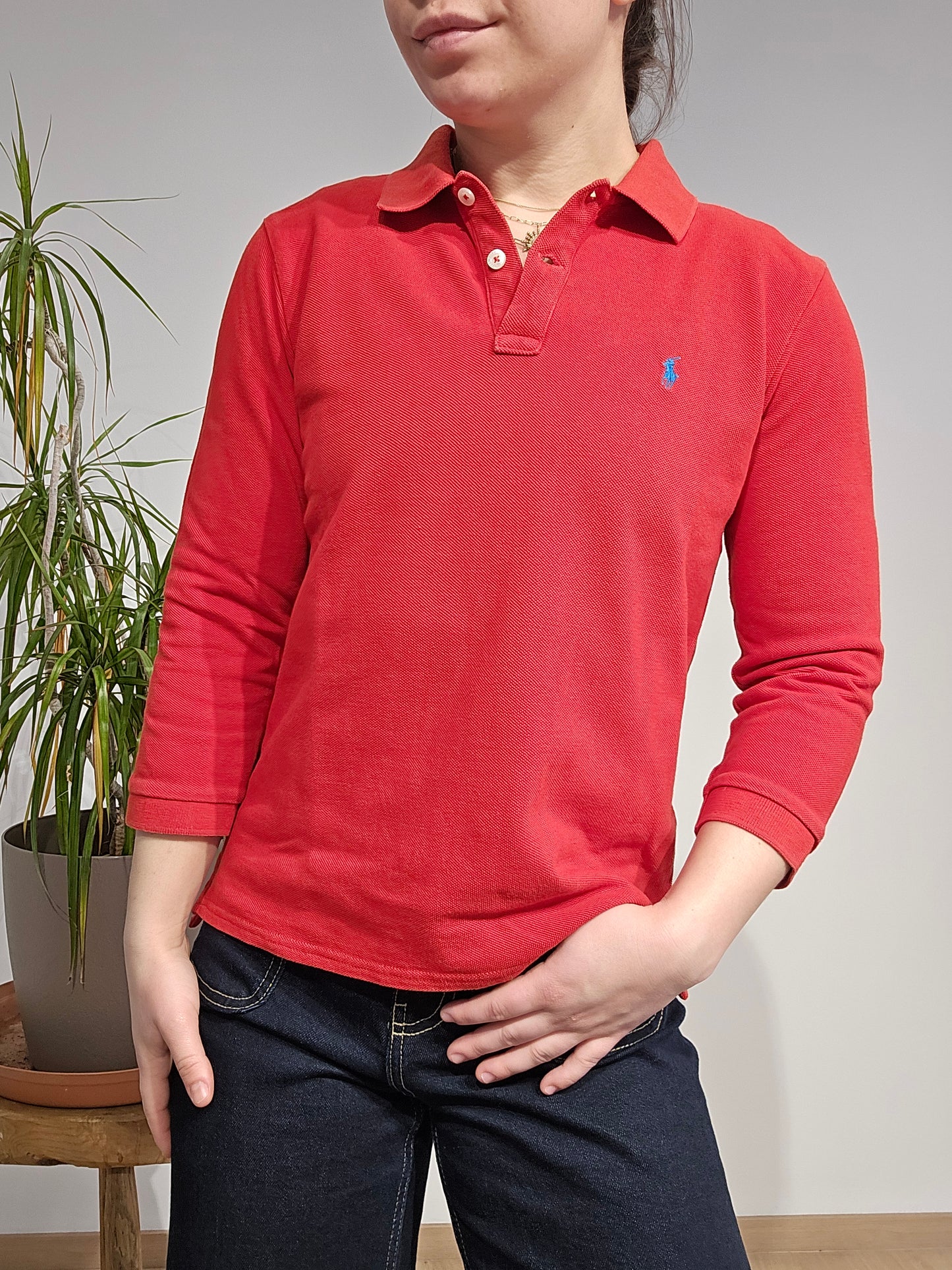 Polo silm fit en coton rouge - XS