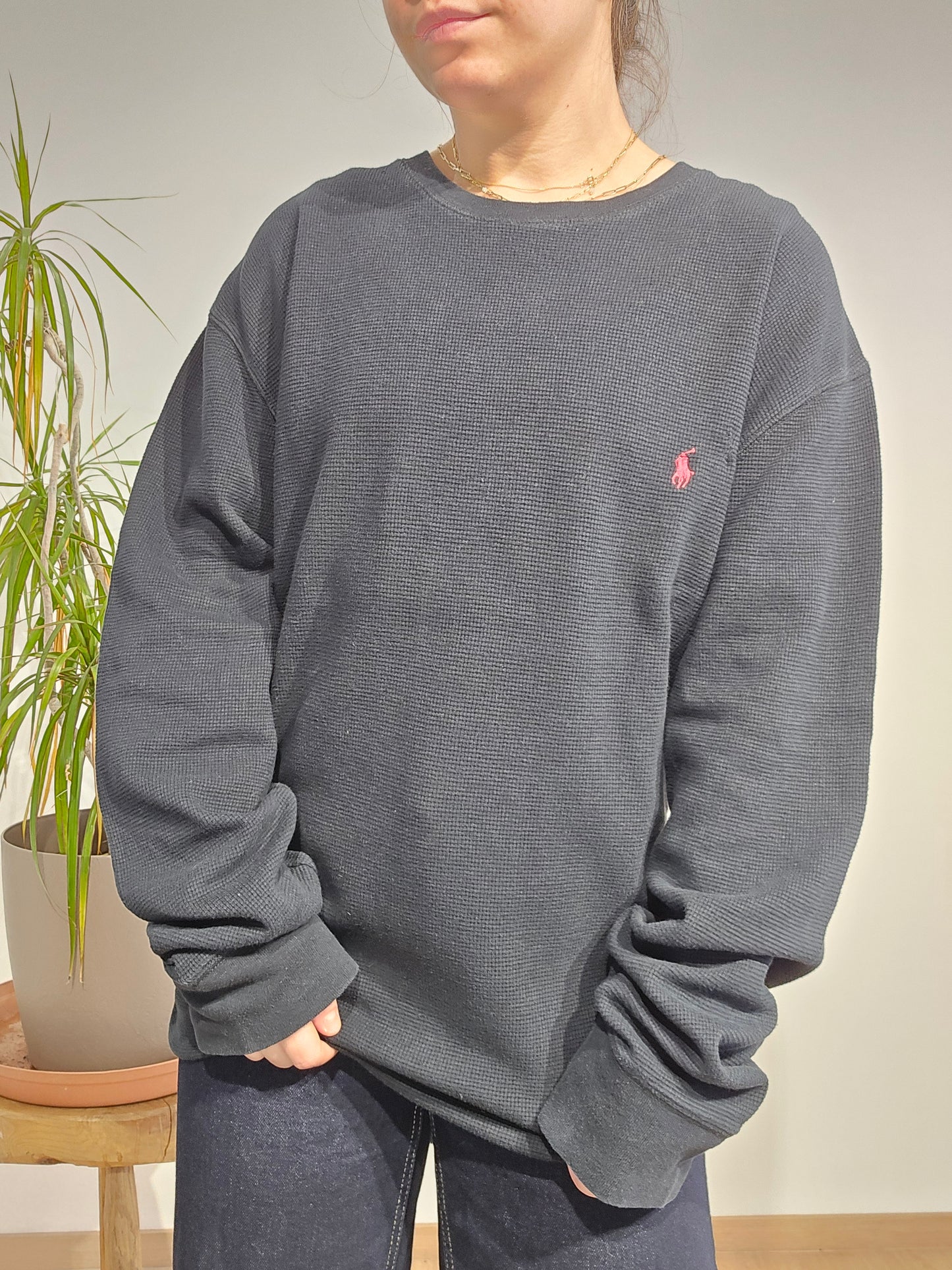 Pull léger en coton noir - 2XL