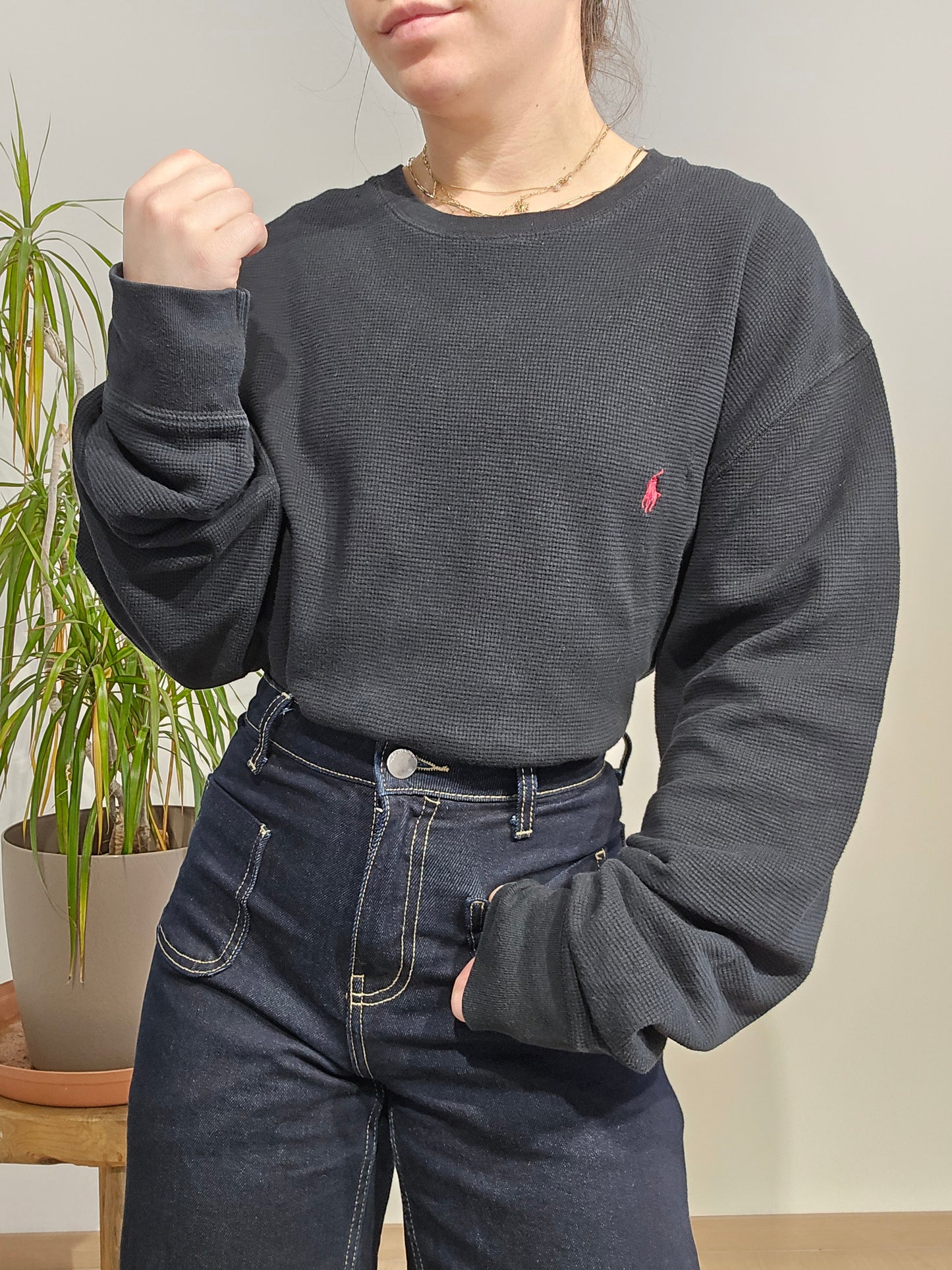 Pull léger en coton noir - 2XL