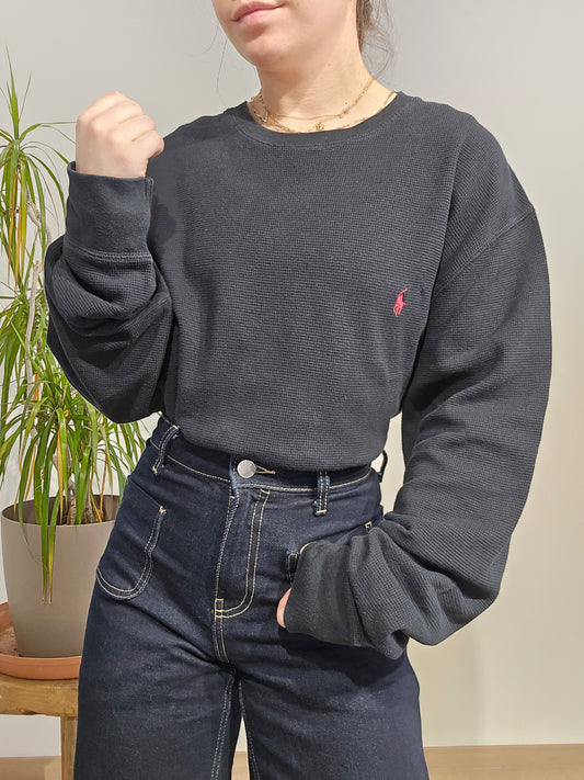 Pull léger en coton noir - 2XL