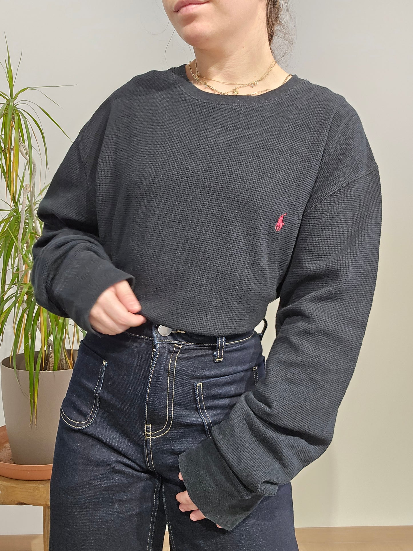 Pull léger en coton noir - 2XL