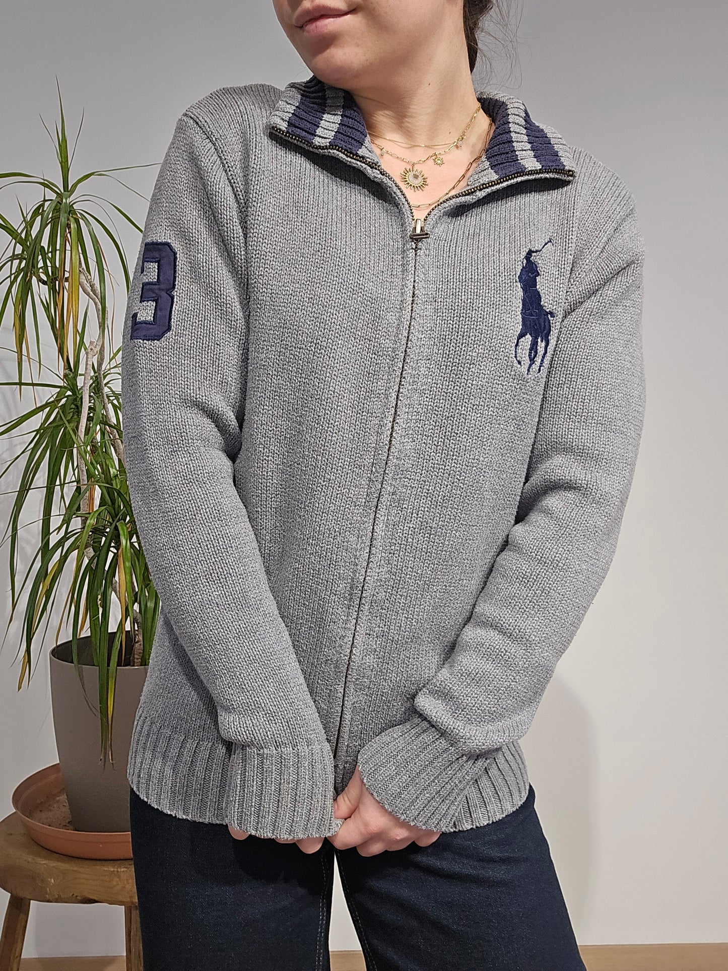 Veste en maille en coton gris  - XS/S