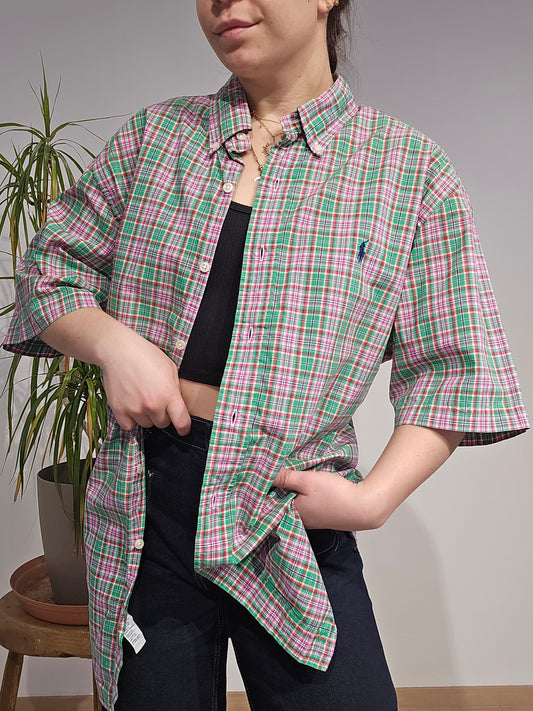 Chemise classic fit en coton à carreaux multicolore- L
