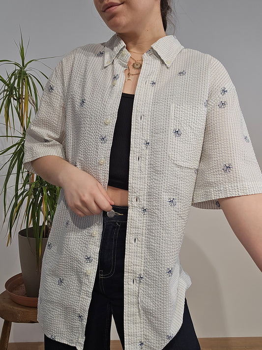 Chemise coupe Seersucker  en coton à motifs - L