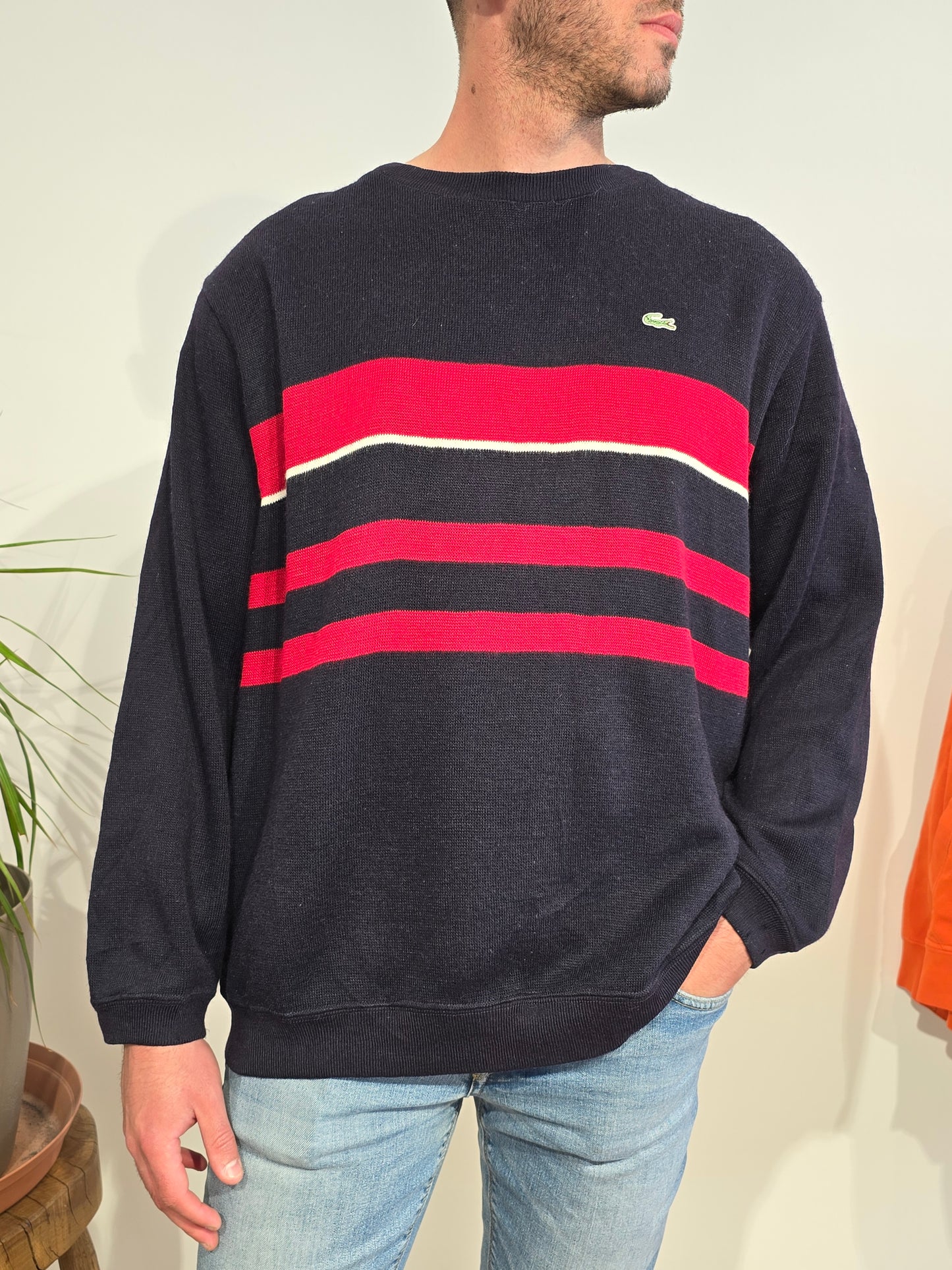 Pull bleu marine et rouge - XL
