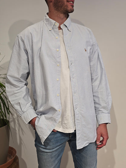 Chemise oxford en coton à rayures bleu ciel - XL