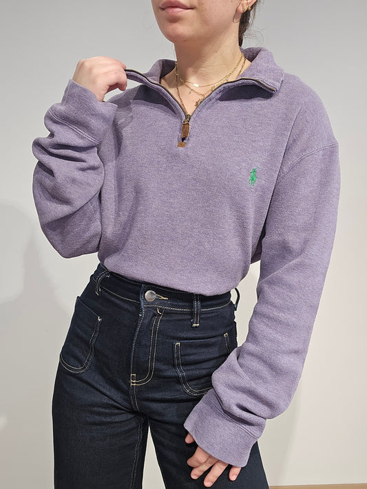Pull camionneur en coton mauve - L