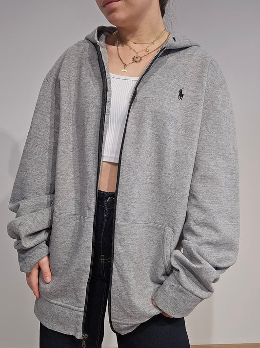Veste à capuche en coton gris  - XXL