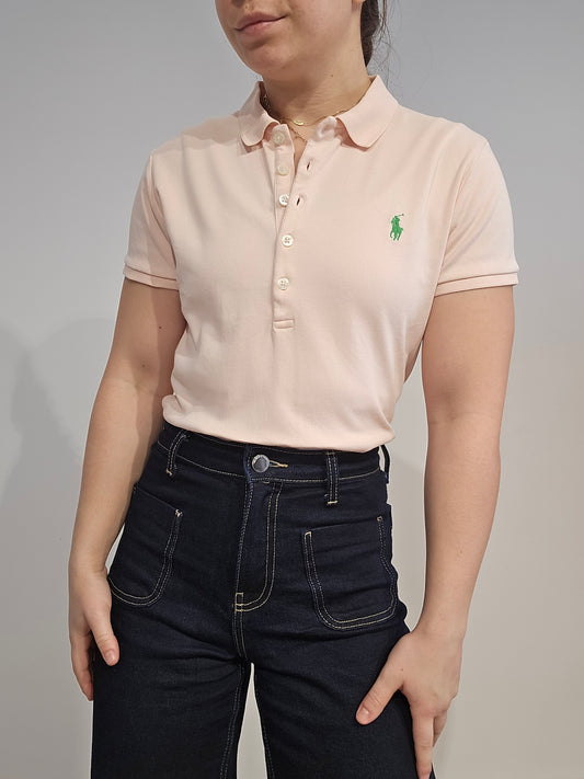 Polo en coton rose pâle - S