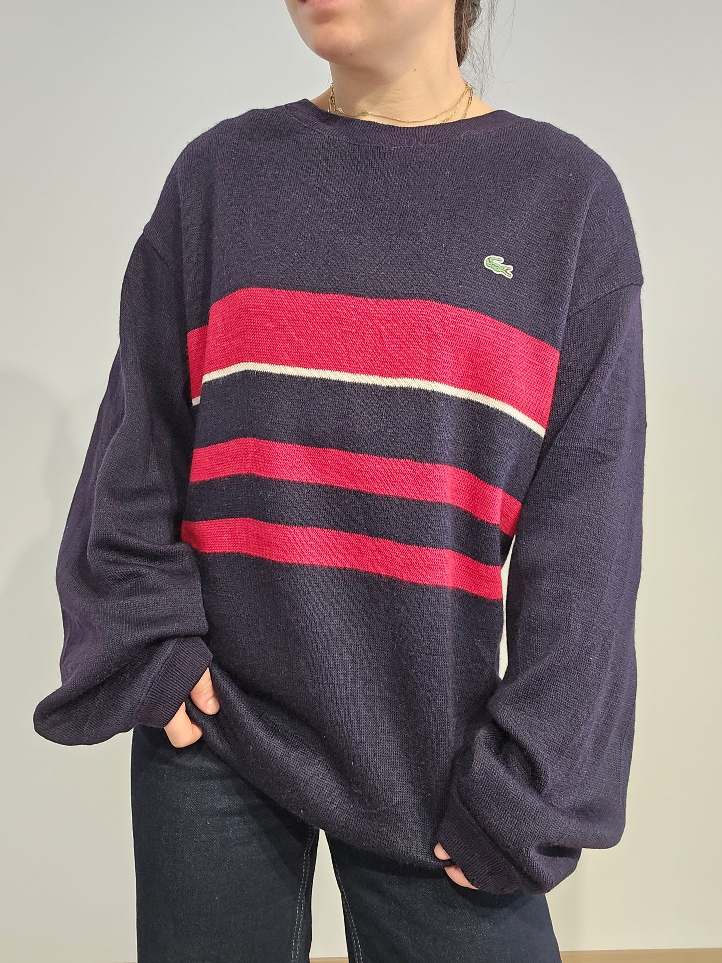 Pull bleu marine et rouge - XL