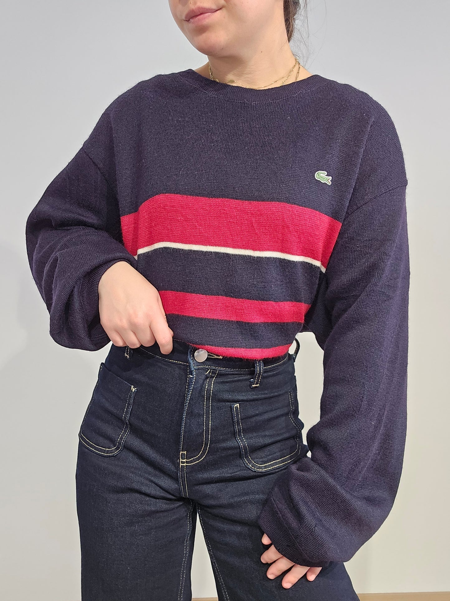 Pull bleu marine et rouge - XL