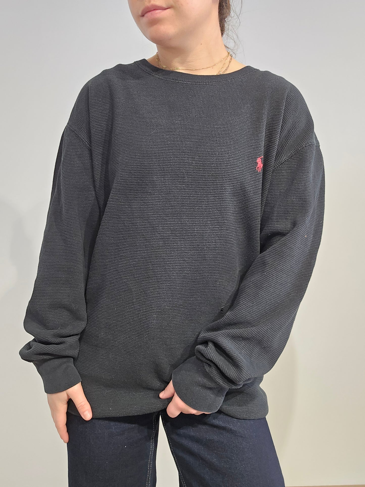 Pull léger en coton noir - XL