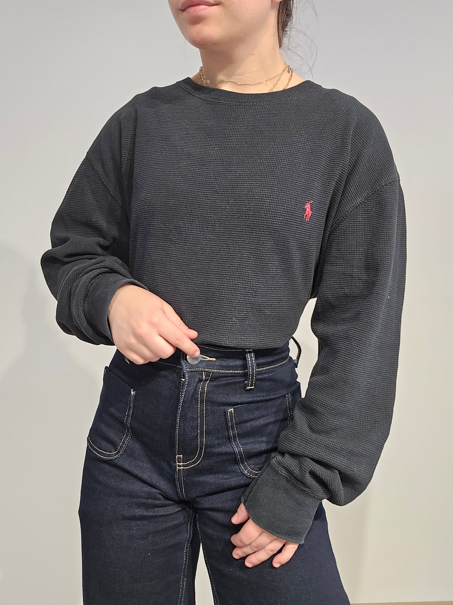 Pull léger en coton noir - XL